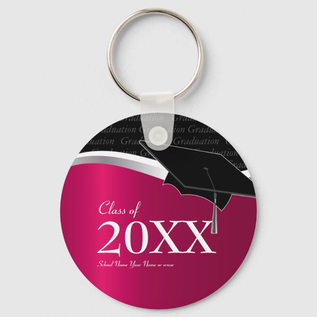 Customizable Maroon and Black Graduation Keychain (Front)
