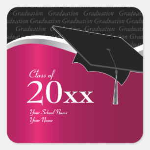 Customizable Maroon and Black Graduation Sticker