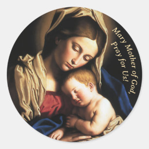 Customizable Mary Mother of God Classic Round Sticker