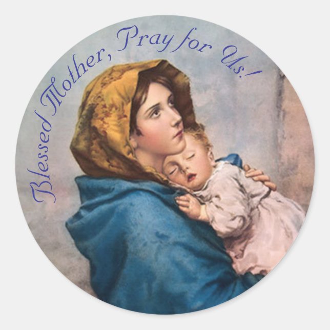 Customizable Mary with Infant Jesus Classic Round Sticker (Front)