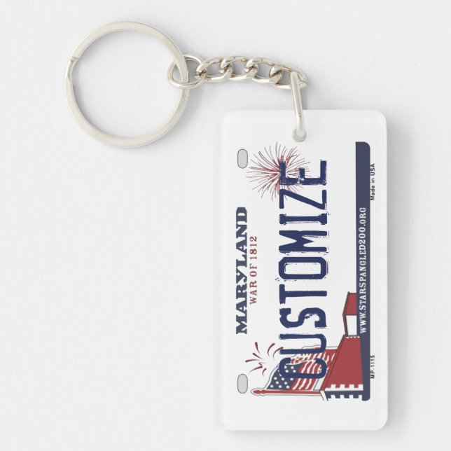 Customizable Maryland state license plate keychain (Front)