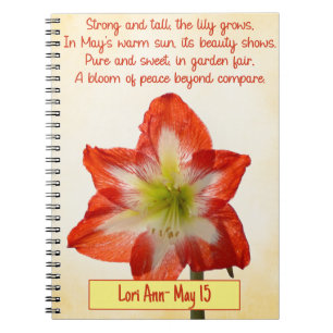 Customizable May Birth Flower Notebook - Lily
