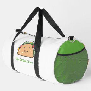 Customizable May Contain Tacos Happy Taco Duffle Bag
