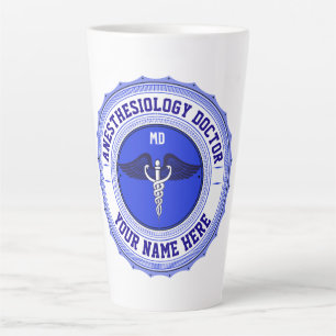 Customizable MD Doctor Caduceus & Name Latte Mug