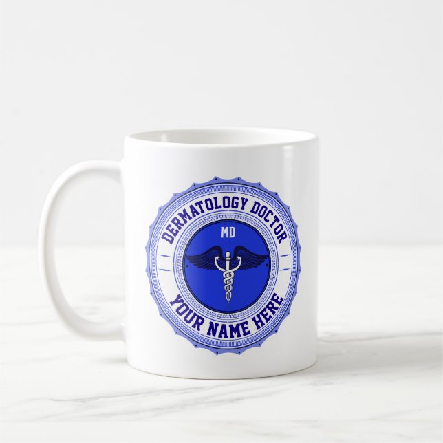 Customizable MD Specialty Caduceus Dermatology MD Coffee Mug (Left)