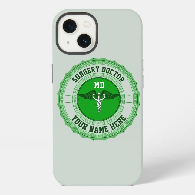 Customizable MD Specialty Caduceus Surgeon iPhone Case (Back)