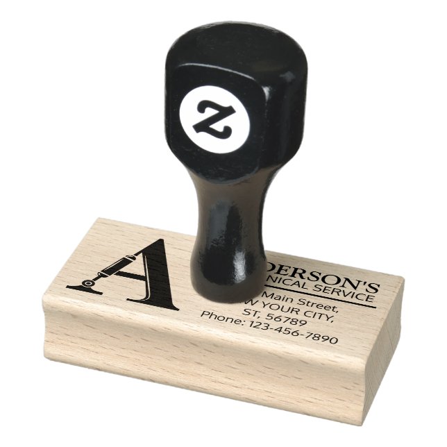 Customizable Mechanical monogram. Initial "A" Rubber Stamp (Stamp)