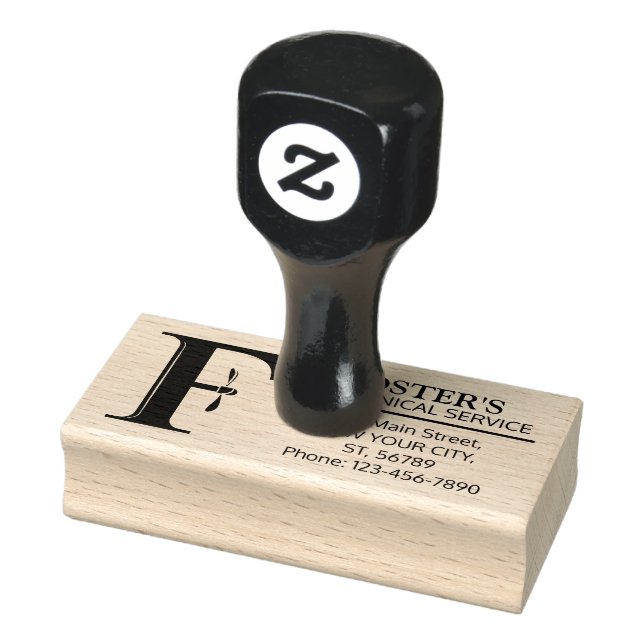 Customizable Mechanical monogram. Initial "F" Rubber Stamp (Stamp)