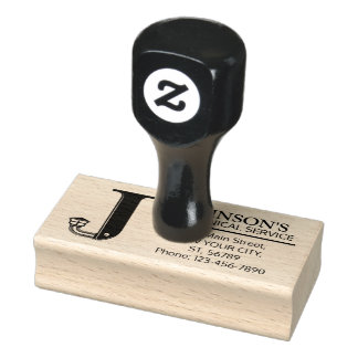 Customizable Mechanical monogram. Initial "J" Rubber Stamp