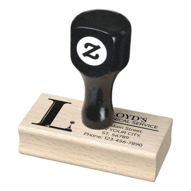 Customizable Mechanical monogram. Initial "L" Rubber Stamp (Stamp)