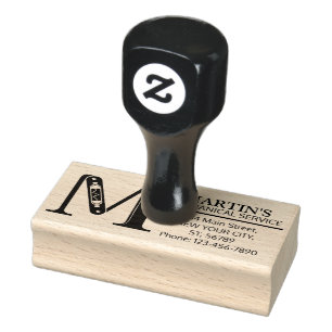 Customizable Mechanical monogram. Initial "M" Rubber Stamp