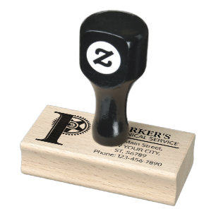 Customizable Mechanical monogram. Initial "P" Rubber Stamp