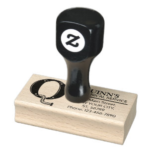 Customizable Mechanical monogram. Initial "Q" Rubber Stamp