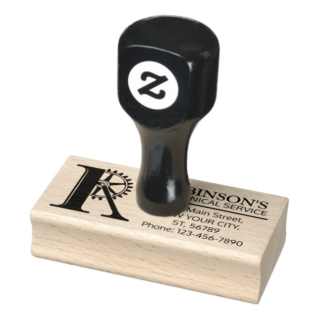 Customizable Mechanical monogram. Initial "R" Rubber Stamp (Stamp)