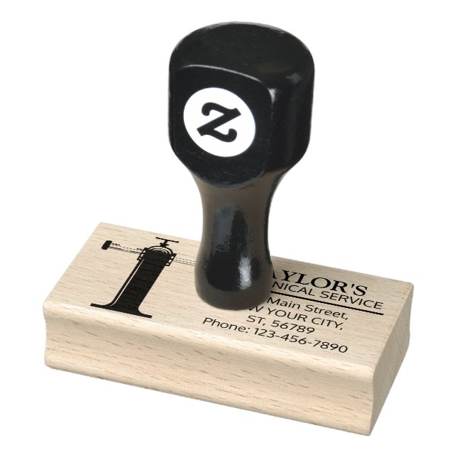 Customizable Mechanical monogram. Initial "T" Rubber Stamp (Stamp)
