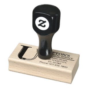 Customizable Mechanical monogram. Initial "U" Rubber Stamp