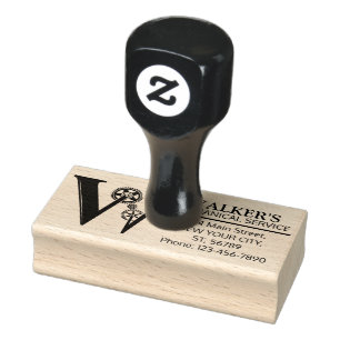 Customizable Mechanical monogram. Initial "W" Rubber Stamp