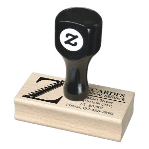 Customizable Mechanical monogram. Initial "Z" Rubber Stamp