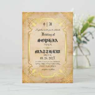 Customizable Medieval Gold Wedding Invitation