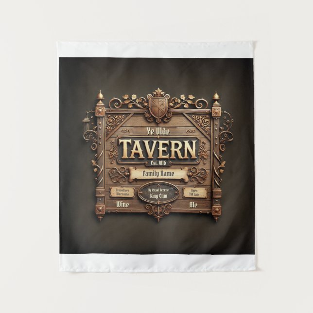 Customizable Medieval Tavern Wall Tapestry (Front)