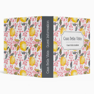 Customizable Mediterranean Lemon Guest Information Binder