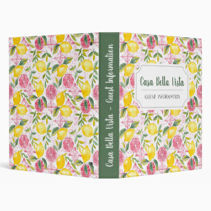 Customizable Mediterranean Lemon Guest Information Binder