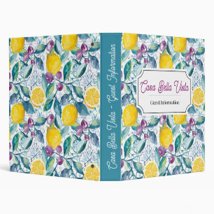 Customizable Mediterranean Lemon Guest Information Binder