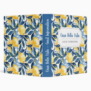Customizable Mediterranean Lemon Guest Information Binder