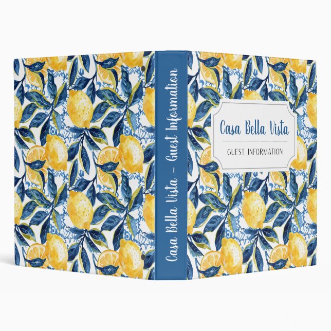 Customizable Mediterranean Lemon Guest Information Binder (Background)