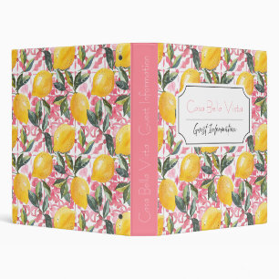 Customizable Mediterranean Lemon Guest Information Binder