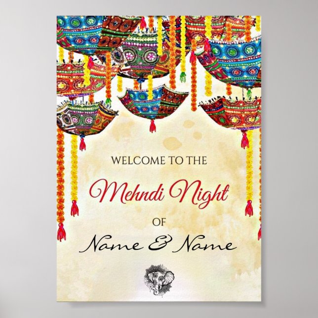 Customizable Mehnidi Welcome Poster  (Front)