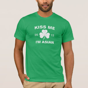 Customizable Men's Kiss Me I'm Asian Shamrock T-Shirt