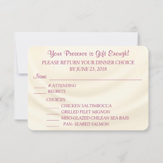 Customizable Menu Response Cards with Envelopes (Front)