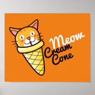 Customizable Meow Cream Cone Poster