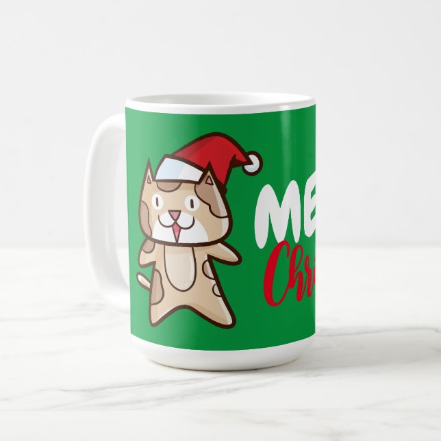 Customizable Meowy Christmas  Coffee Mug (Front Left)