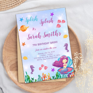 Customizable Mermaid Birthday Invitation