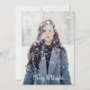 Customizable Merry and Bright Boho Feathers Holiday Card