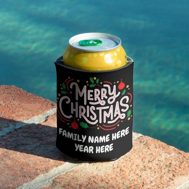 Customizable Merry Christmas Can Cooler (In Situ Pool)
