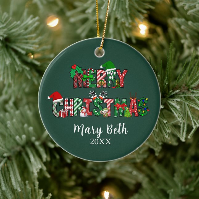 Customizable Merry Christmas Ornament (Tree)