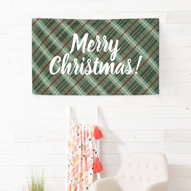 Customizable Merry Christmas Plaid Banner (Insitu)