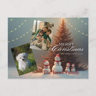 Customizable Merry Christmas Postcard with Snowman