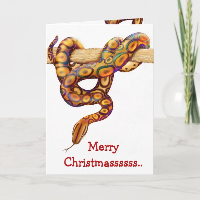 Customizable Merry Christmas Snake Card (Front)