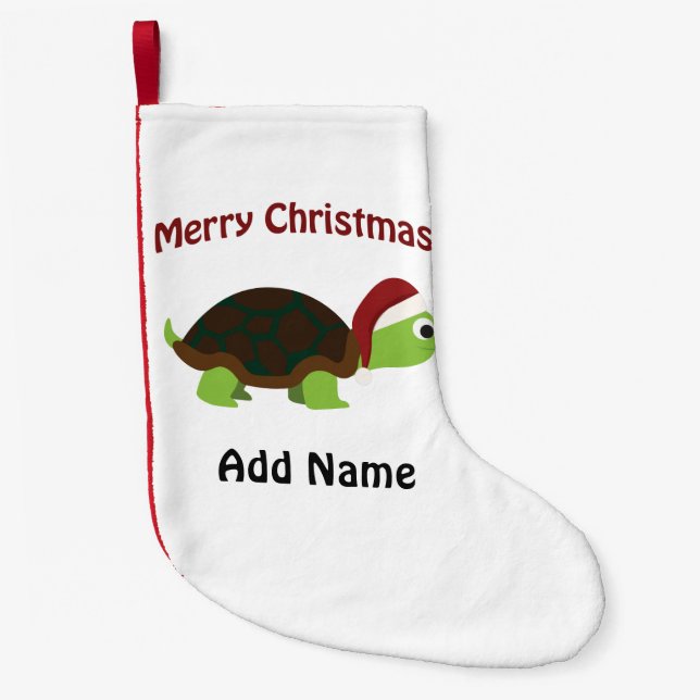 Customizable Merry Christmas Turtle Small Christmas Stocking (Front)