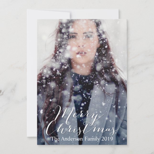 Customizable Merry Christmas Typography Holiday Card (Front)