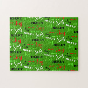 Customizable Merry Joy Christmas Jigsaw Puzzle