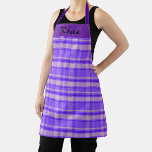 Customizable Merry Peri Plaid, Purple Tartan Apron