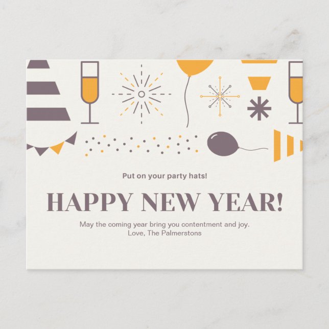Customizable Message Happy New Year Design Postcard (Front)