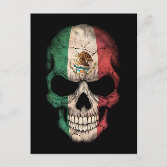 Customizable Mexican Flag Skull Postcard (Front)