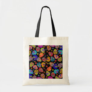 Customizable Mexican Folk Art Sugar Skulls Tote Bag