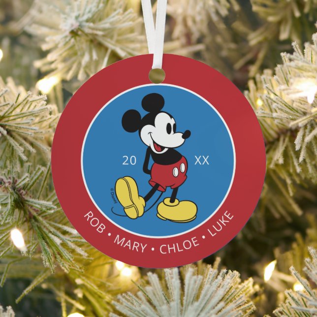 Customizable Mickey Mouse Classic Family Christmas Metal Ornament (Insitu)